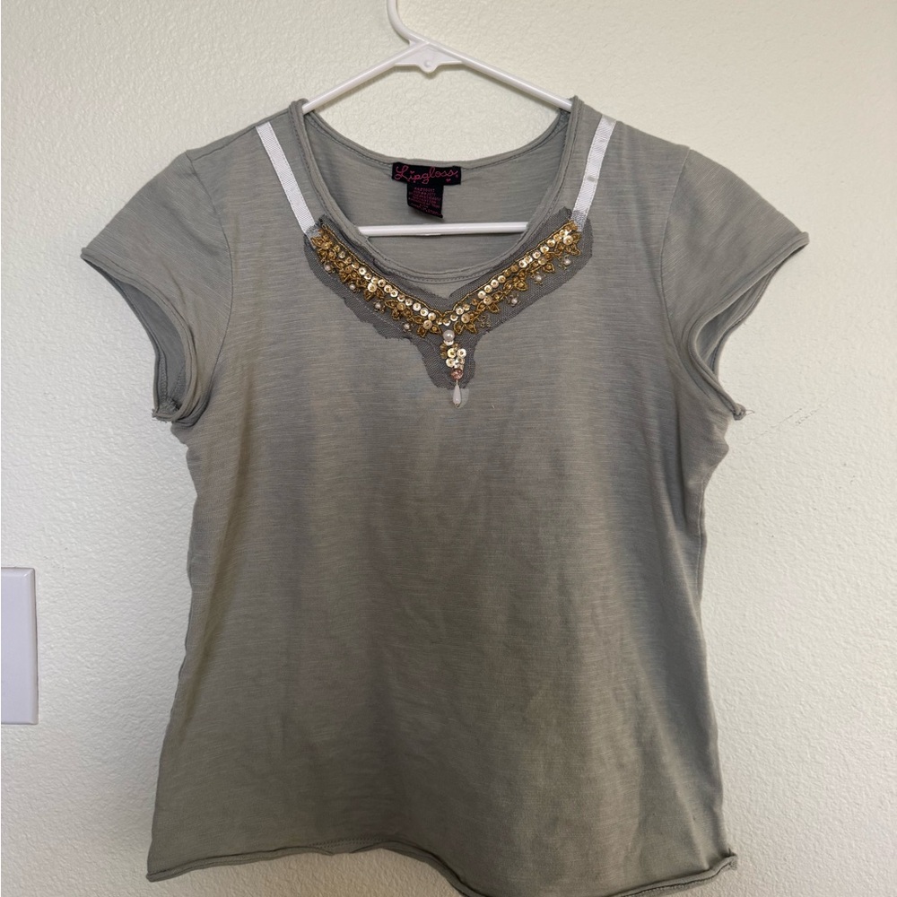 Sequined y2k green top